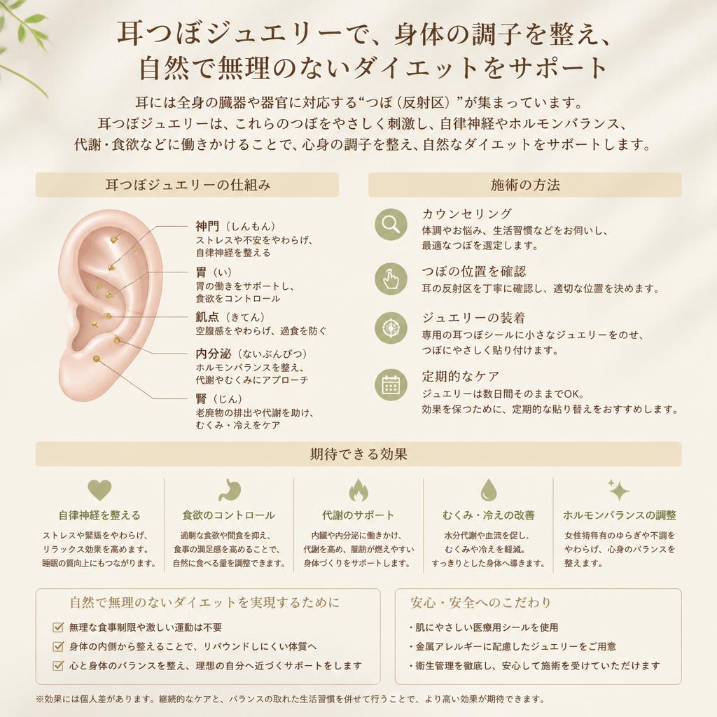 耳つぼジュエリーで健康美を実現