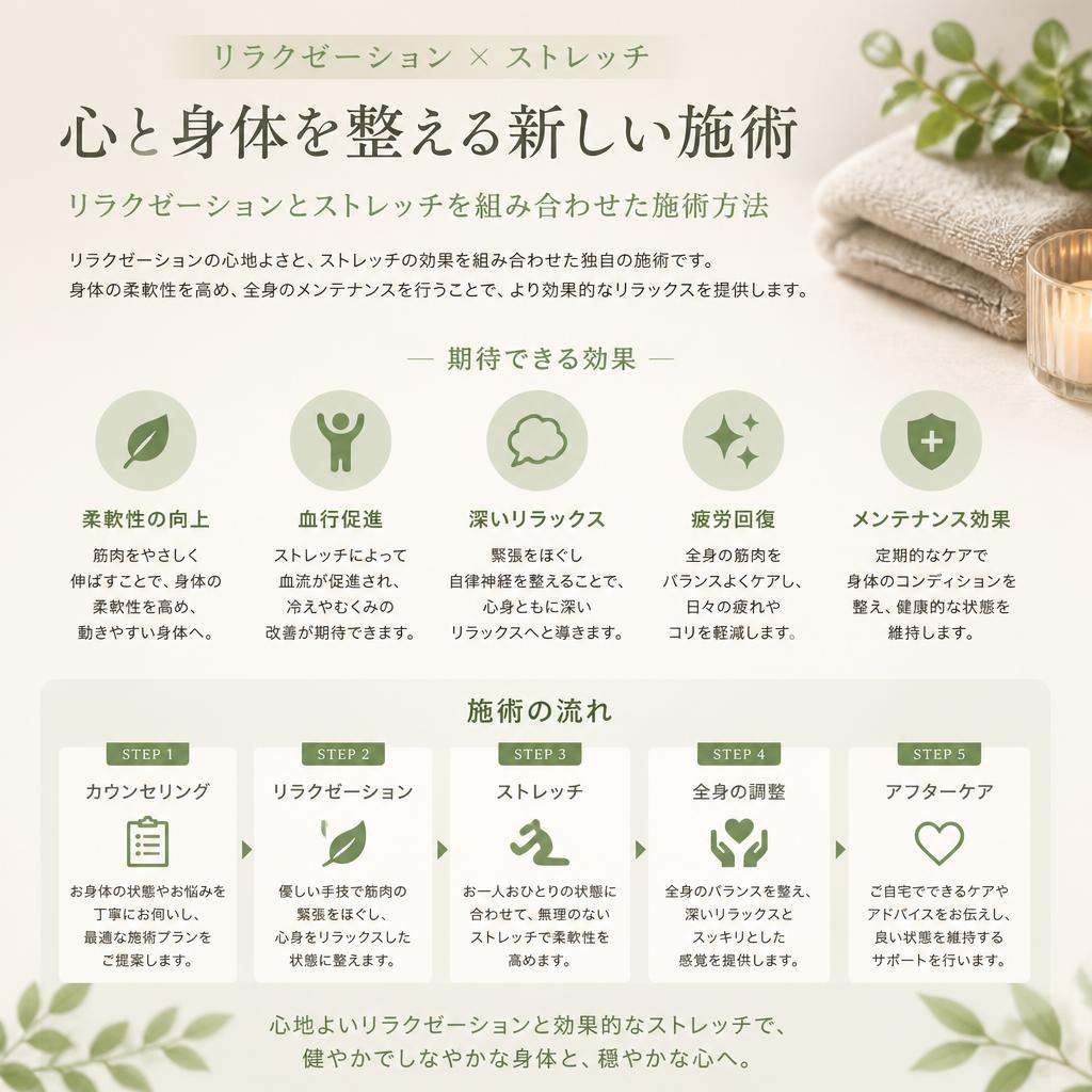 リラクゼーションとストレッチの融合
